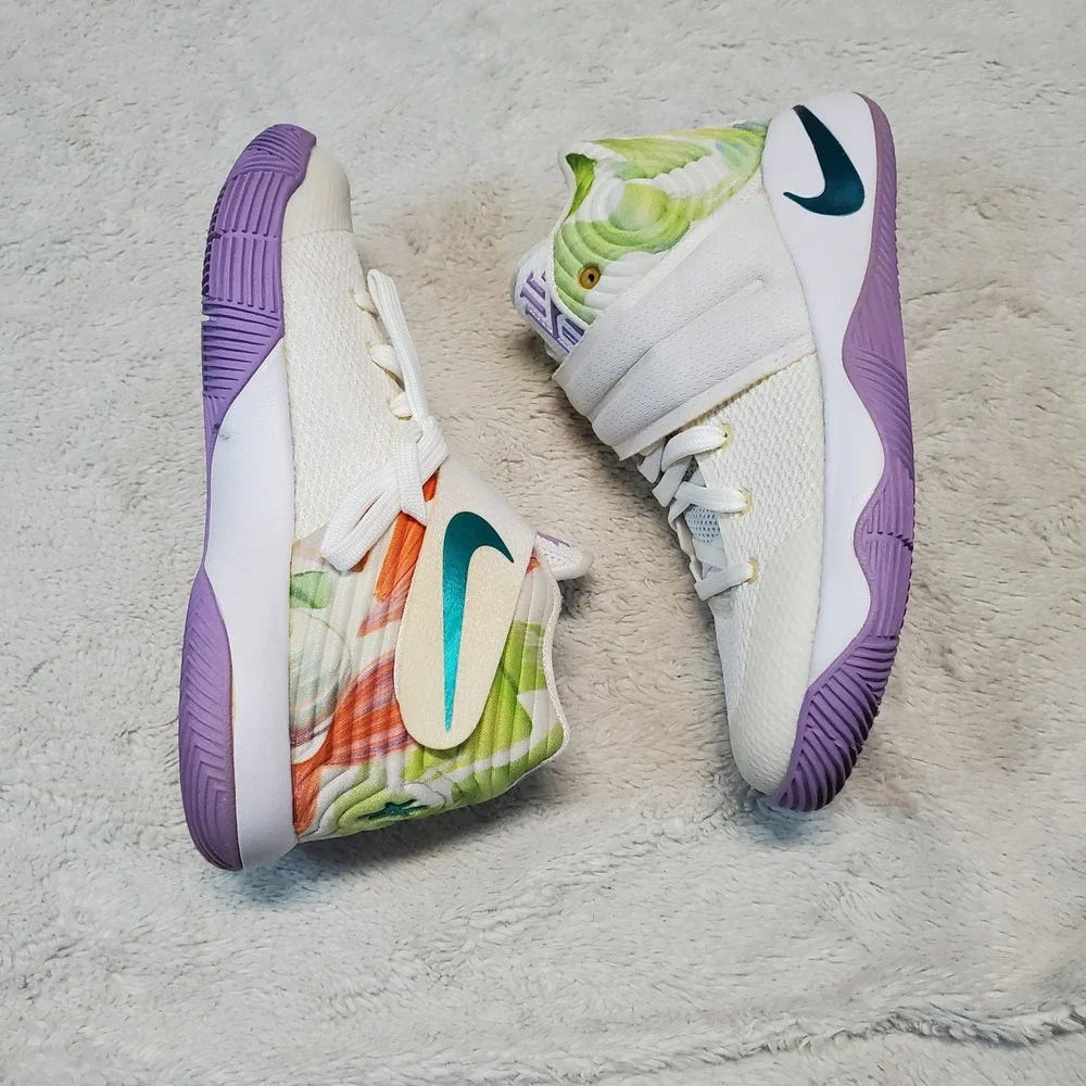 Nike Kyrie 2 White Lilac Purple Easter Colorful Casual Logo Mid Top Sneaker 6 Y